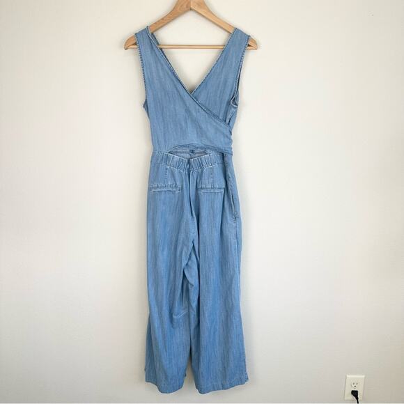 J. Crew Woman's Chambray Wide Leg Wrap Jumpsuit Size 8 - Picture 8 of 11